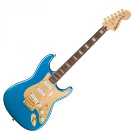 Squier 40th Anniversary Stratocaster Electric Guitar Gold Edition, Lake Placid Blue