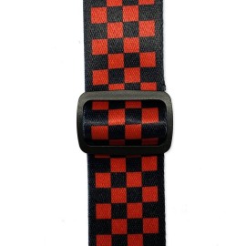 RockYou 2″ Polyester Adjustable Guitar Strap, Pic Holder, BLACK & RED CHECKER