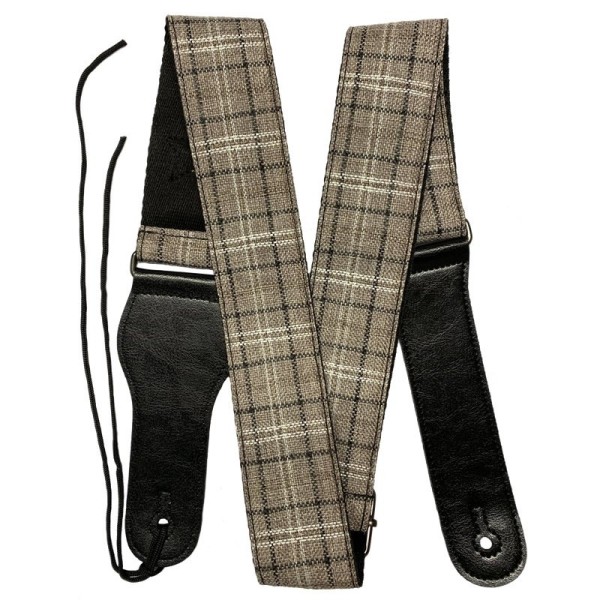 RockYou 2″ Cotton/Linen Adjustable Guitar Strap, Pic & Capo Holder, BURBERRY