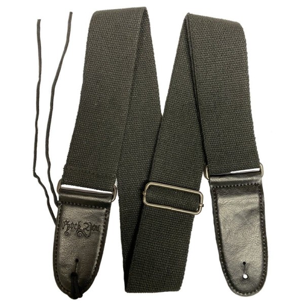 RockYou 2″ Cotton Adjustable Guitar Strap, BLACK