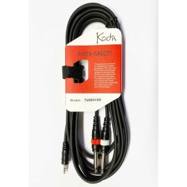 Koda 3M Audio Cable, Twin 6.35mm Mono Jack – 3.5mm Stereo Minijack, Black