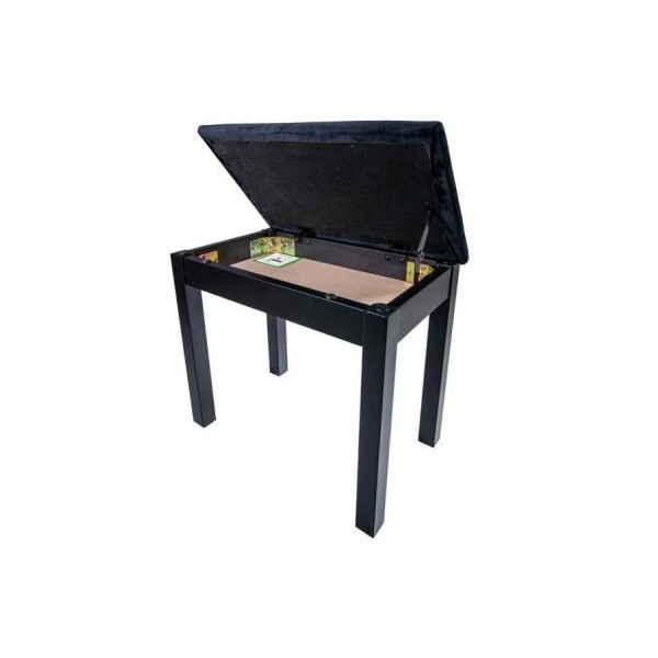 Prelude DX11 Piano Stool with Book Storage, Black Velvet Top, Polished Ebony