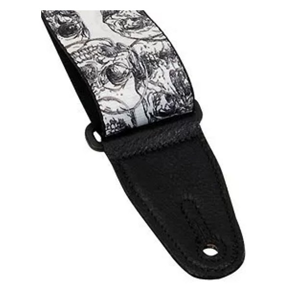 Levy's MPD2-048 Guitar Strap Black & White Skulls