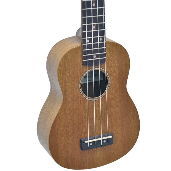 Aria Maikai MKU1 Soprano Ukulele with Bag, See Trough Brown