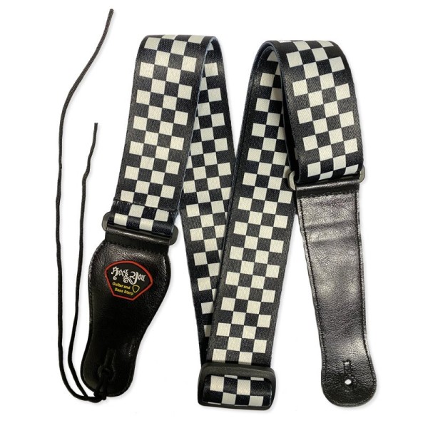 Rockyou Black & White Checker Guitar strap S12032