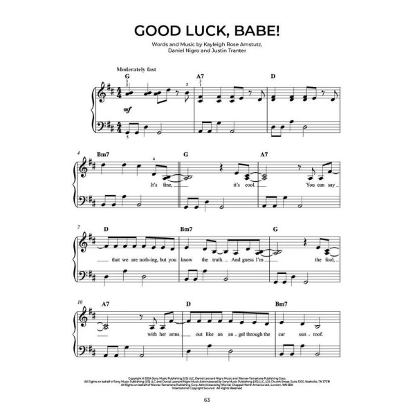 Piano Vocal Guitar Chart Hits of 2024-2025