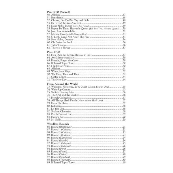 Book of Rounds, Canons & Partsongs