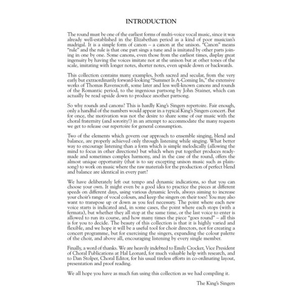 Book of Rounds, Canons & Partsongs