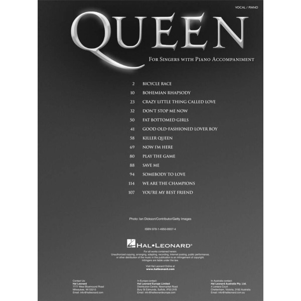 Queen for Singers with Piano Accompaniment
