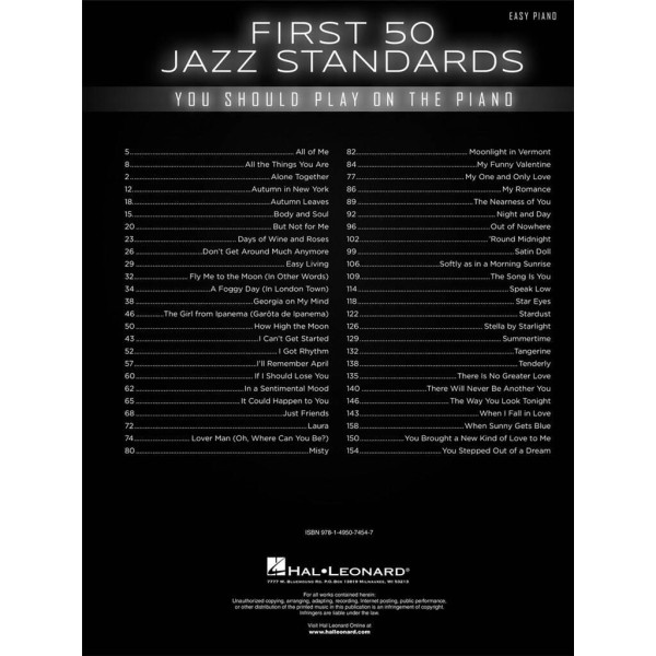 First 50 Jazz Standards you Should Play on the Piano