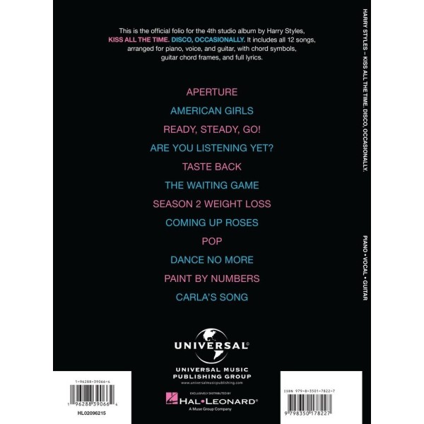 Harry Styles: Kiss all the Time. Disco, Occasionally (PVG)