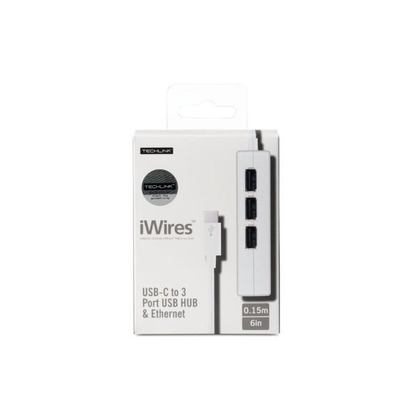 iWires USB-C Plug to 3 Port USB Hub with Ethernet