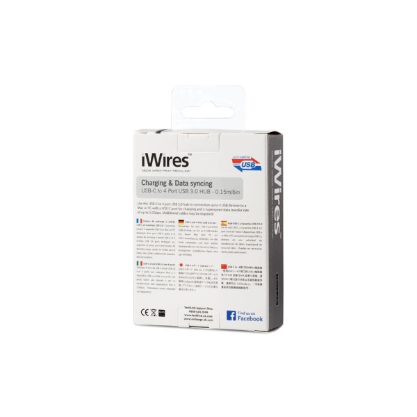 iWires USB-C Plug to 4 Port USB 3.0 Hub